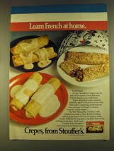 1980 Stouffer&#39;s Crepes Ad - Learn French At Home - £14.54 GBP