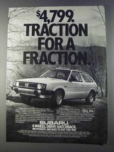 1980 Subaru 4 Wheel Drive Hatchback Ad - Traction - $18.49