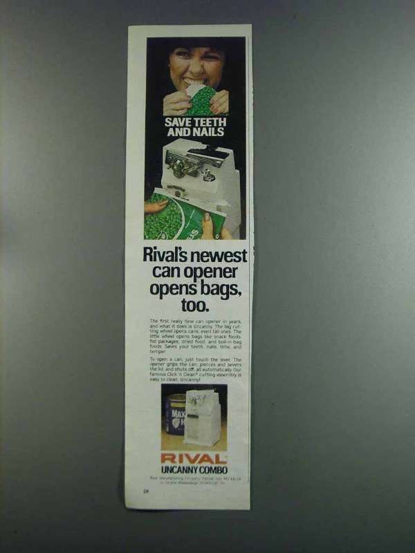 Primary image for 1982 Rival Can Opener Ad - Save Teeth and Nails