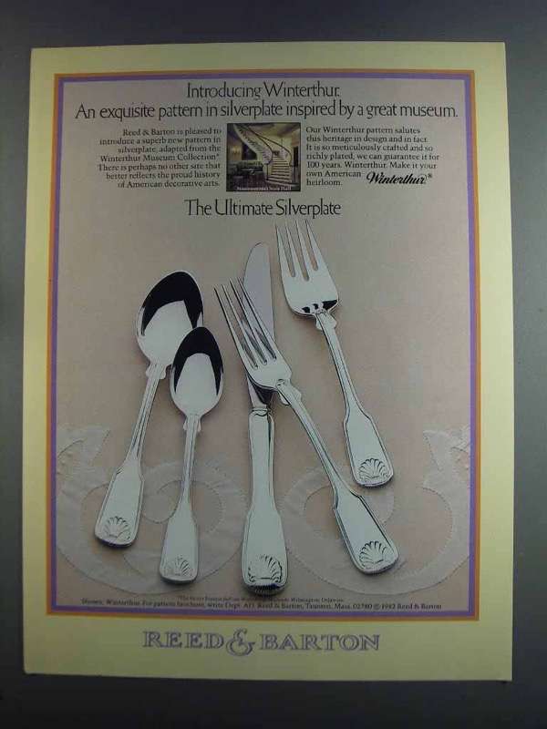 1982 Reed & Barton Winterthur Silverplate Ad - $18.49