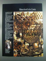 1982 Waterford Crystal Goblet Ad - A La Carte - £14.48 GBP