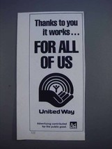 1980 United Way Ad - Thanks To You It Works - £14.76 GBP