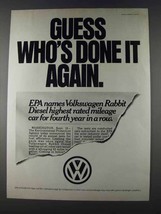 1980 Volkswagen Rabbit Diesel Ad - Guess Who&#39;s Done It - £14.44 GBP
