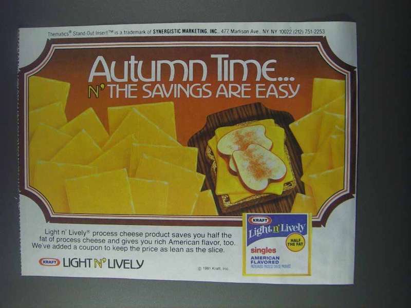 1981 Kraft Light n' Lively Singles Ad - Autumn Time - £14.60 GBP