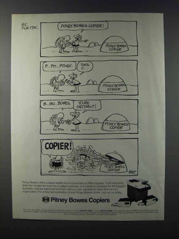 1981 Pitney Bowes Copiers Ad - B.C. by Johnny Hart - £14.53 GBP