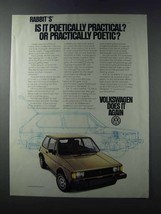 1981 Volkswagen Rabbit S Car Ad - Poetically Practical - £14.44 GBP