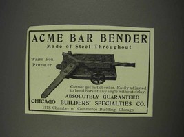 1910 Chicago Builders&#39; Specialties Ad - Acme Bar Bender - £14.46 GBP