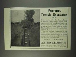 1910 Geo. B. Lambert Parsons Trench Excavator No. 52 Ad - $18.49