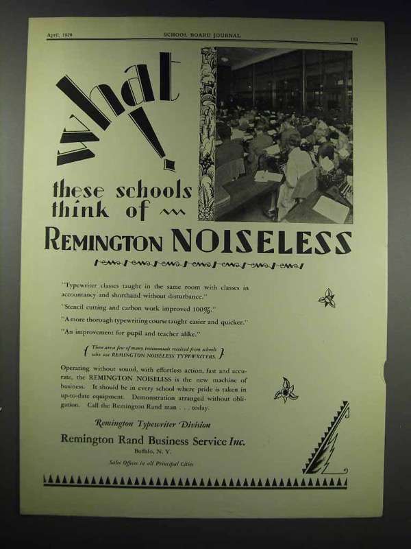 1929 Remington Noiseless Typewriter Ad - What Schools - $18.49