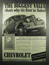 1939 Chevrolet Car Ad - The Biggest Value - £14.53 GBP