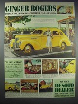 1939 DeSoto Cars Ad - Ginger Rogers - £14.49 GBP