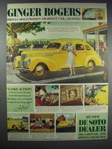 1939 DeSoto Cars Ad - Ginger Rogers - £13.81 GBP