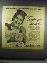 1942 Chesterfield Cigarettes Ad - Costume Woman Welders - $18.49