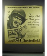 1942 Chesterfield Cigarettes Ad - Stick to Their Guns - £14.73 GBP