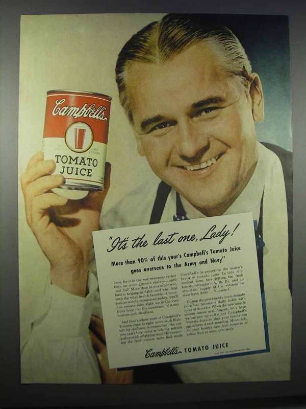 1945 Campbell's Tomato Juice Ad - It's the Last One - $18.49