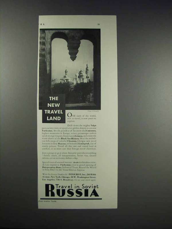 1932 Intourist Inc. Ad - Travel Land Russia - $18.49