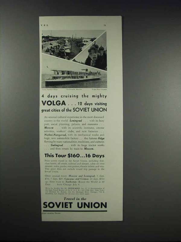 1932 Intourist Inc. Ad - Mighty Volga Soviet Union - £14.54 GBP