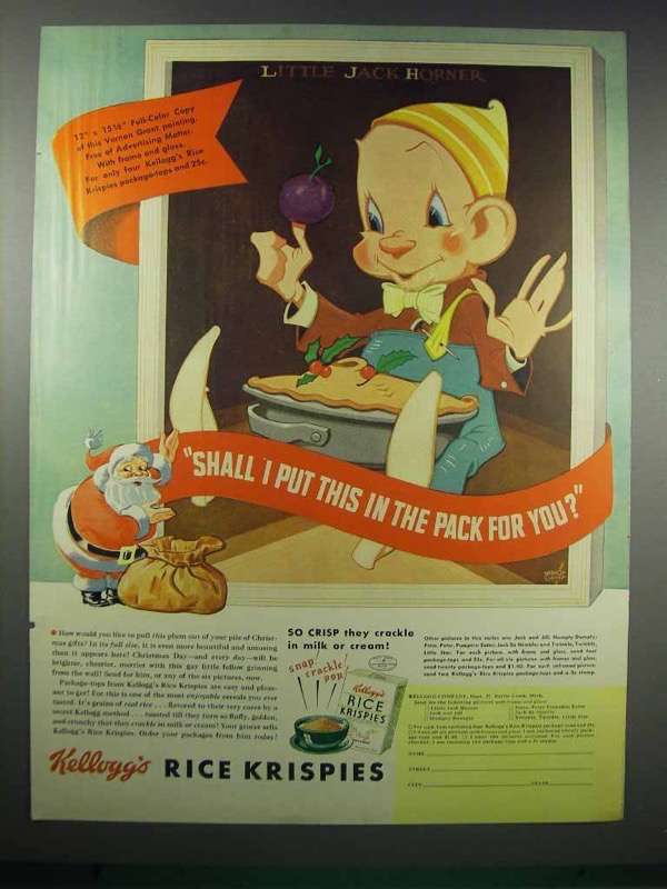 1938 Kellogg's Rice Krispies Cereal Ad - Vernon Grant - $18.49