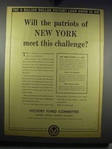 1942 Victory Fund Committee Ad - Patriots of New York - £14.55 GBP