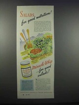 1943 Kraft Miracle Whip Ad - Salads for Good Nutrition - £14.65 GBP