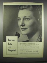 1944 Bell Telephone System Ad - Courteous Calm - $18.49