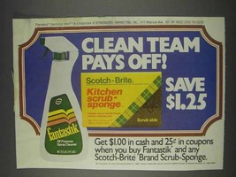 1982 Fantastik Spray Cleaner &amp; Scotch-Brite Sponge Ad - $18.49