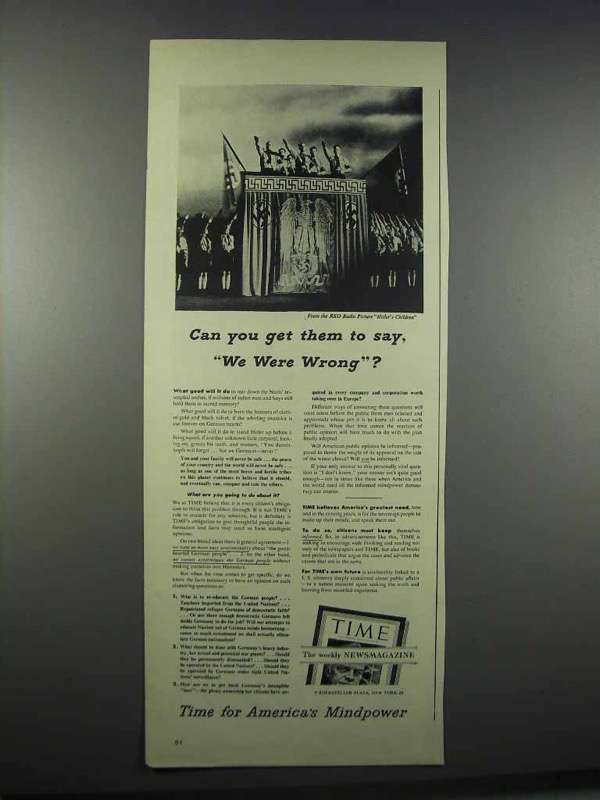 1944 Time Magazine Ad - Get them to Say We Were Wrong - $18.49