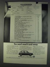 1982 Volkswagen Rabbit Ad - Won&#39;t Read it and Weep - £14.44 GBP
