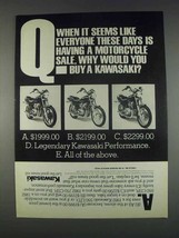1982 Kawasaki 550LTD, 650CSR and 750CSR Motorcycles Ad - $18.49