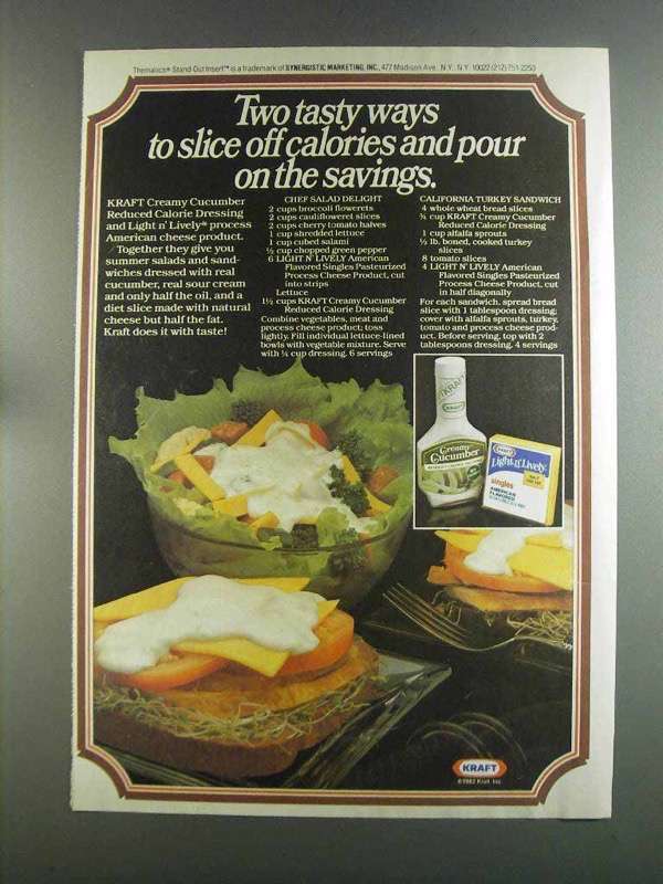 Primary image for 1982 Kraft Creamy Cucumber Dressing & Singles Ad