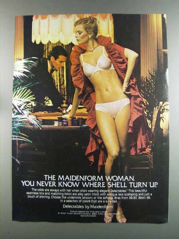 1982 Maidenform Delectables Bra and Bikini Ad - Turn Up - $18.49