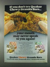 1982 Quaker Chewy Granola Bars Ad - If You Don't Try - $18.49