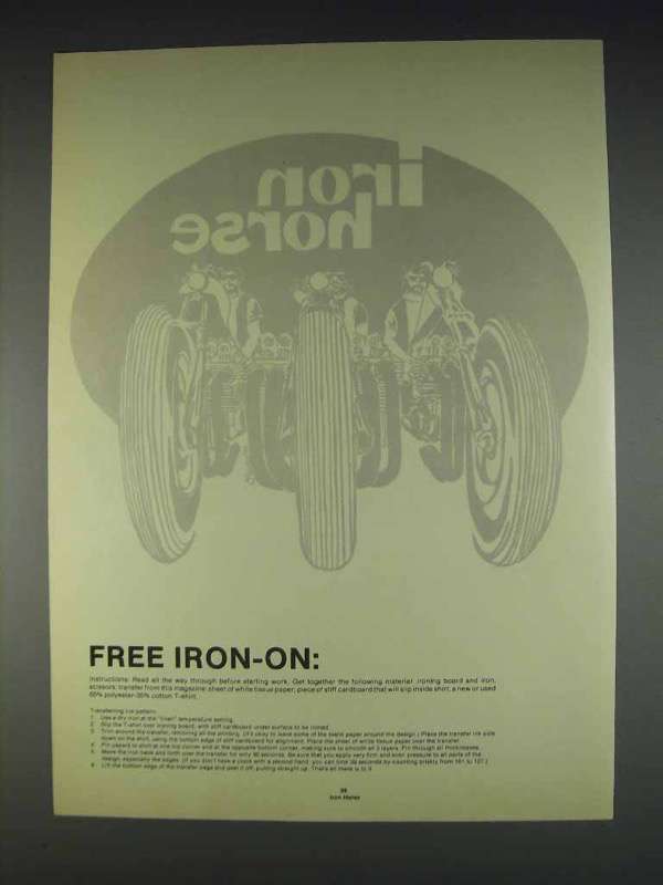 1982 Vintage Iron Horse Iron-On - Motorcycles - $18.49