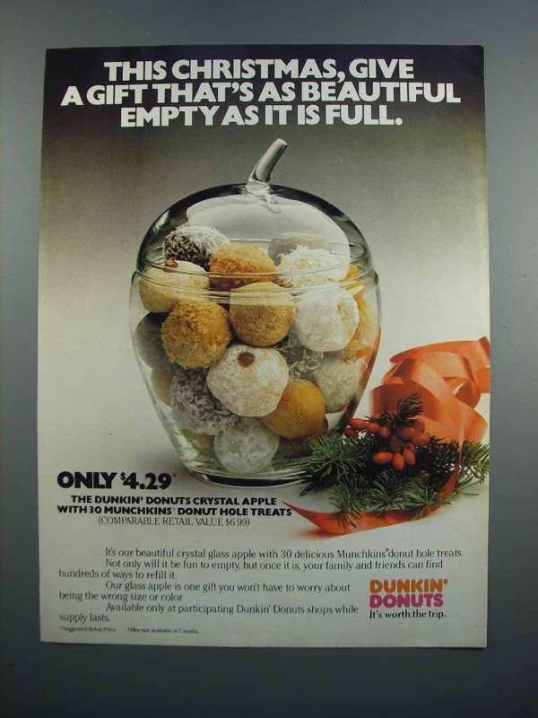 1983 Dunkin' Donuts Ad - As Beautiful Empty As Full - $18.49