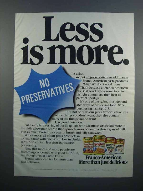 1983 Franco-American Spaghetti Ad Ad - Less is More - $18.49