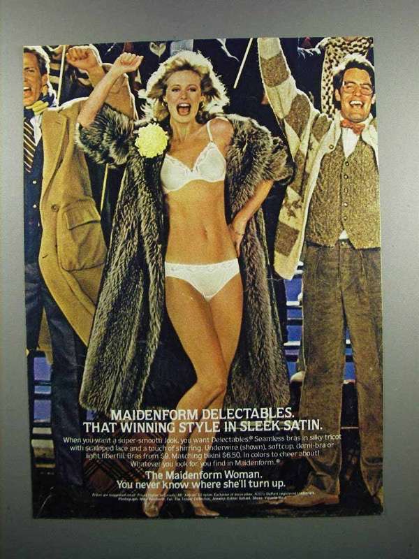 1981 Maidenform woman you never know where she'll show up vintage bra ad