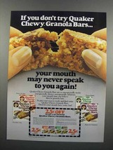 1983 Quaker Chewy Granola Bars Ad - If You Don't Try - $18.49