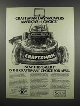 1983 Sears Craftsman Eager-1 20-inch Lawnmower Ad - £14.52 GBP