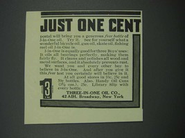 1914 Three-in-One Oil Ad - Just One Cent - £15.01 GBP