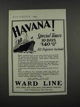1925 Ward Line Ad - Havana! Special Tours - $18.49