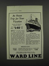 1925 Ward Line Ad - An Ocean Trip for Your Vacation - $18.49