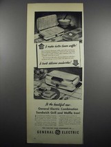 1950 General Electric Sandwich Grill and Waffle Iron Ad - $18.49