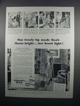 1950 Johnson's Wax Ad - One Timely Tip - $18.49