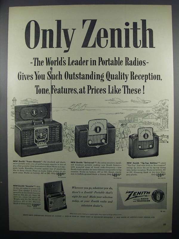Primary image for 1950 Zenith Radios Ad - Trans-Oceanic, Universal 