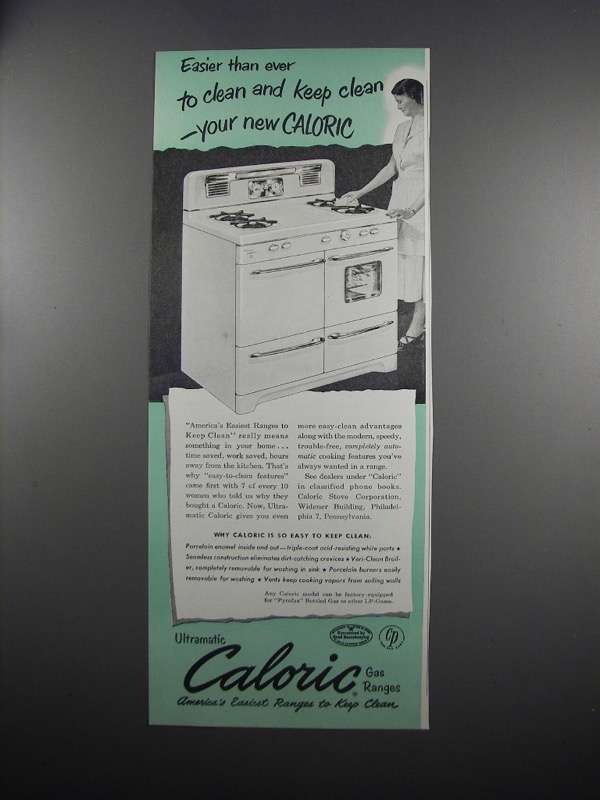 1951 Caloric Range Ad - Easier Than Ever to Clean - $18.49