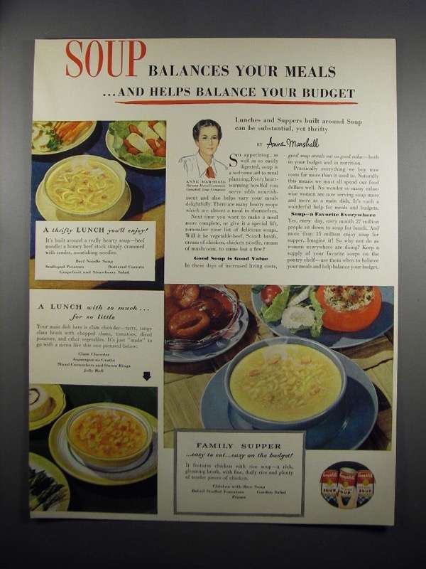1951 Campbell's Soup Ad - Balances Your Meal - £14.60 GBP