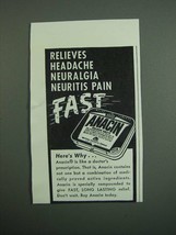 1950 Anacin Medicine Ad - Relieves Headache - £14.54 GBP