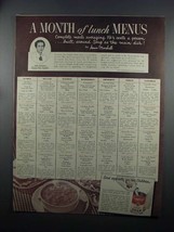 1950 Campbell&#39;s Soup Ad - A Month of Lunch Menus - $18.49