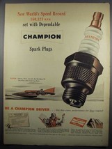 1950 Champion Spark Plugs Ad - Slo-Mo-Shun IV Boat - $18.49