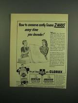 1950 Clorox Bleach Ad - Conserve Costly linens - £14.81 GBP